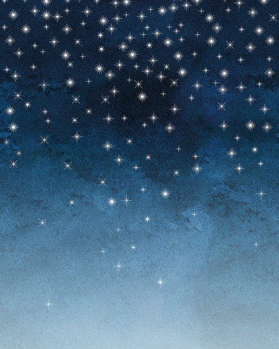 Tapet dormitor Étoiles, Dark Blue, PaperMint cu stele albe pe un fundal albastru închis