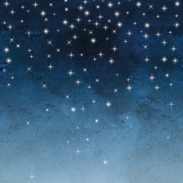 Tapet dormitor Étoiles, Dark Blue, PaperMint cu stele albe pe un fundal albastru închis