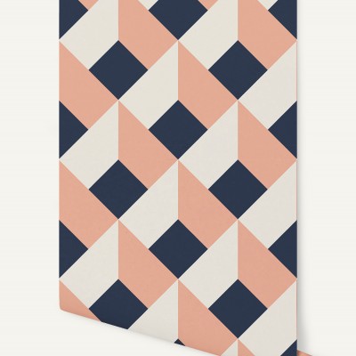Tapet geometric modern Corail cu un design unic si o combinatie de culori vibrante.