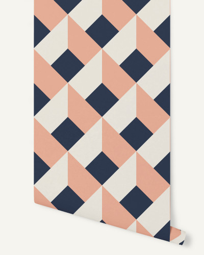 Tapet geometric modern Corail cu un design unic si o combinatie de culori vibrante.
