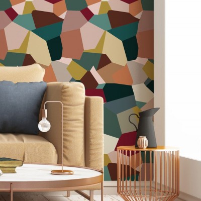 Tapet geometric cu forme abstracte multicolore