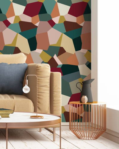 Tapet geometric cu forme abstracte multicolore