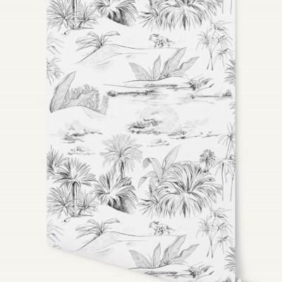 Oasis Toile de Jouy, Noir, 1.5mp / rola, PaperMint