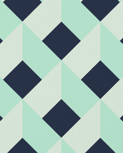 Tapet geometric modern cu model albastru și verde mentă