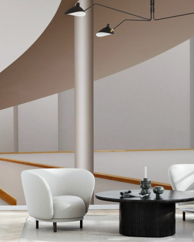 Fototapet cu design arhitectural modern, linii curate și culori neutre, evocând un spațiu minimalist.