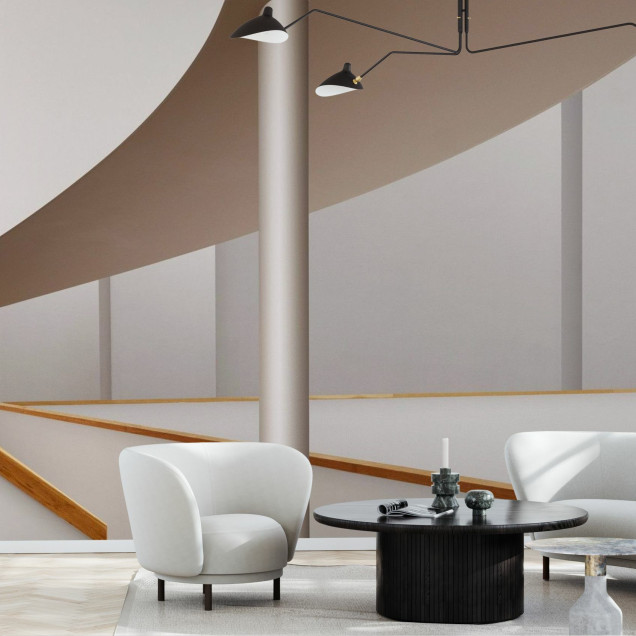 Fototapet cu design arhitectural modern, linii curate și culori neutre, evocând un spațiu minimalist.