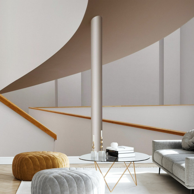 Fototapet cu design arhitectural modern, linii curate și culori neutre, evocând un spațiu minimalist.