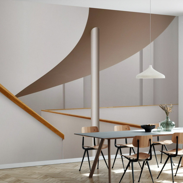 Fototapet cu design arhitectural modern, linii curate și culori neutre, evocând un spațiu minimalist.