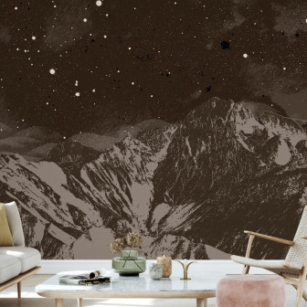 Fototapet cu peisaj montan nocturn maro