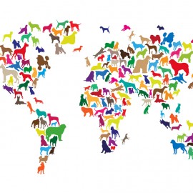 Dogs World Map Multicolor, personalizat, Photowall