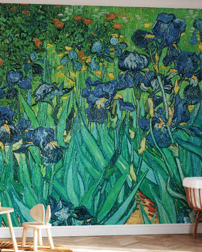 Wallpaper cu Irises, pictură de Vincent van Gogh, în stil artistic