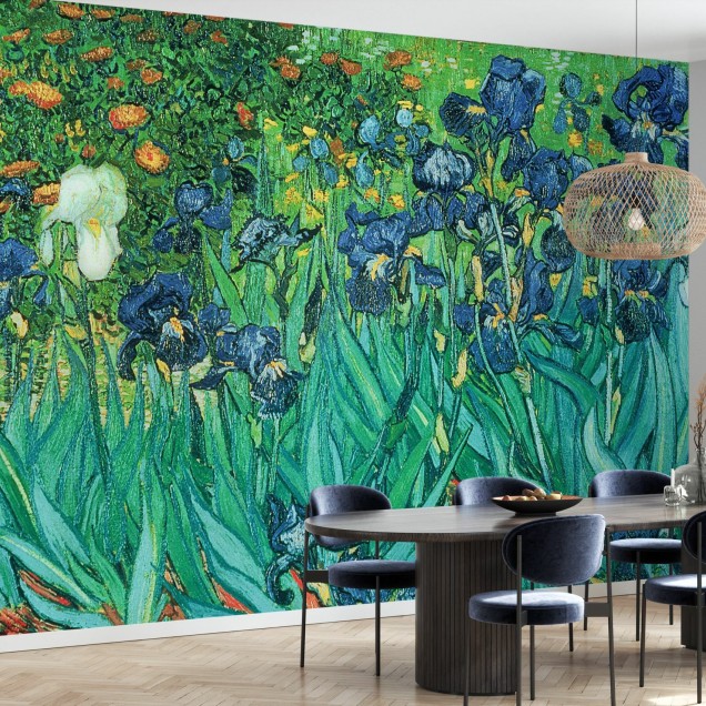 Wallpaper cu Irises, pictură de Vincent van Gogh, în stil artistic