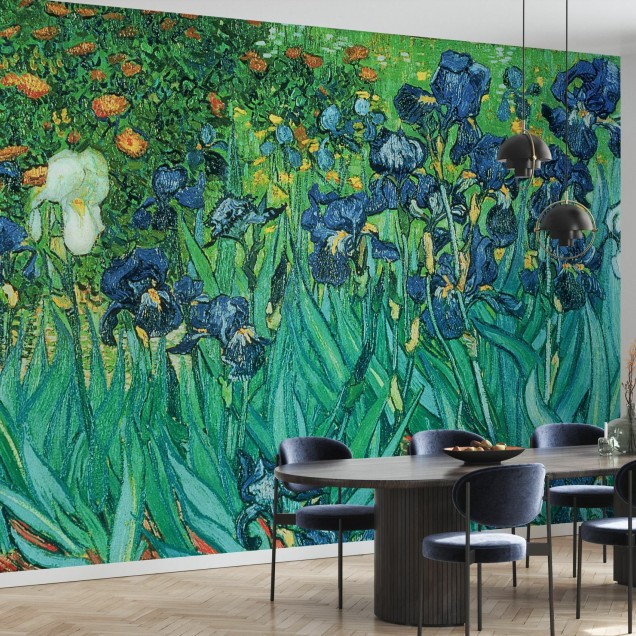 Wallpaper cu Irises, pictură de Vincent van Gogh, în stil artistic