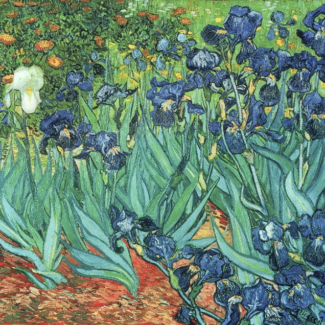 Wallpaper cu Irises, pictură de Vincent van Gogh, în stil artistic