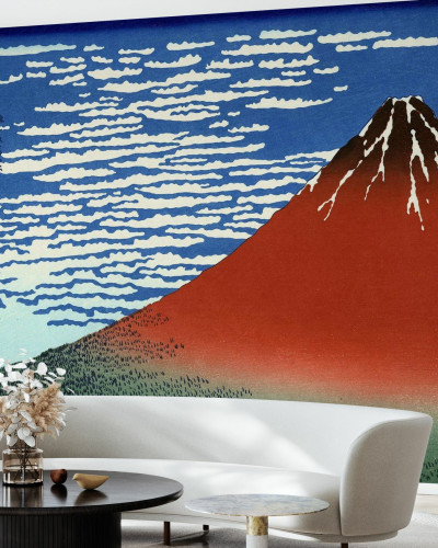 Tapet cu imagine a Muntelui Fuji, pictat de Katsushika Hokusai