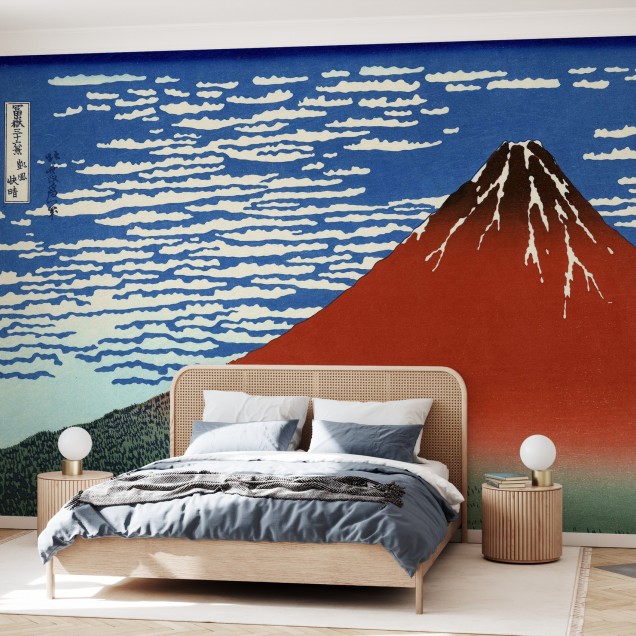 Tapet cu imagine a Muntelui Fuji, pictat de Katsushika Hokusai