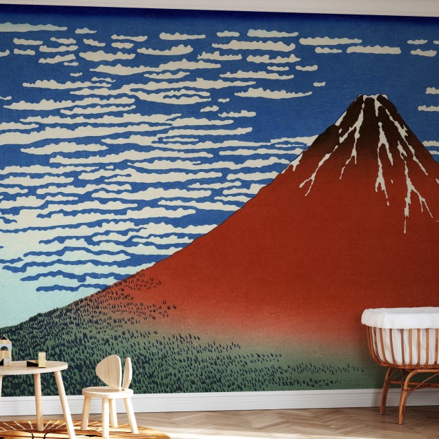 Tapet cu imagine a Muntelui Fuji, pictat de Katsushika Hokusai