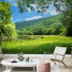 Fototapet Summer Landscape with River, personalizat, Photowall