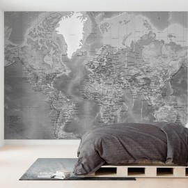 World Map - Detailed Grey, personalizat, Photowall