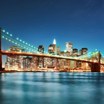 Fototapet cu imaginea podului Brooklyn pe timp de noapte