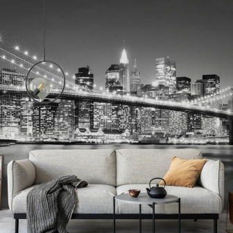 Fototapet cu Podul Brooklyn alb-negru