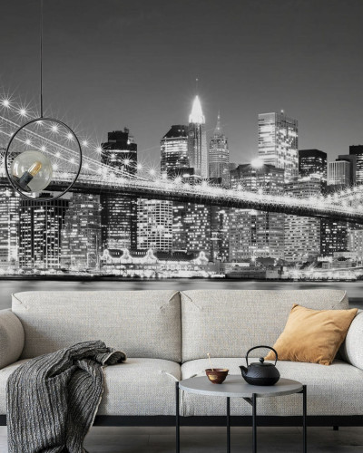 Fototapet cu Podul Brooklyn alb-negru