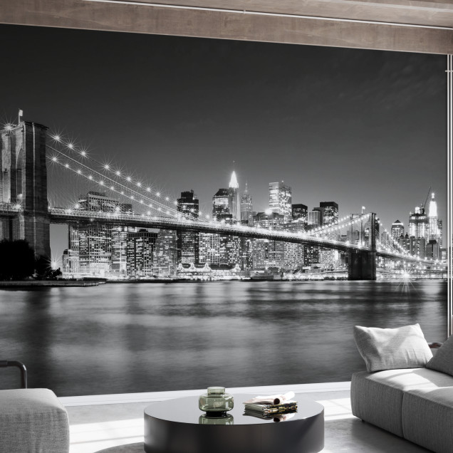 Fototapet cu Podul Brooklyn alb-negru