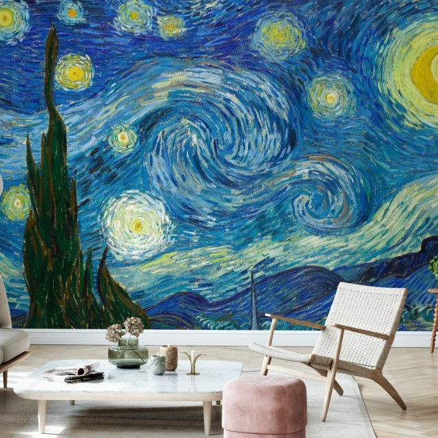 Tapet cu imaginea Nopții Stelate de Vincent Van Gogh