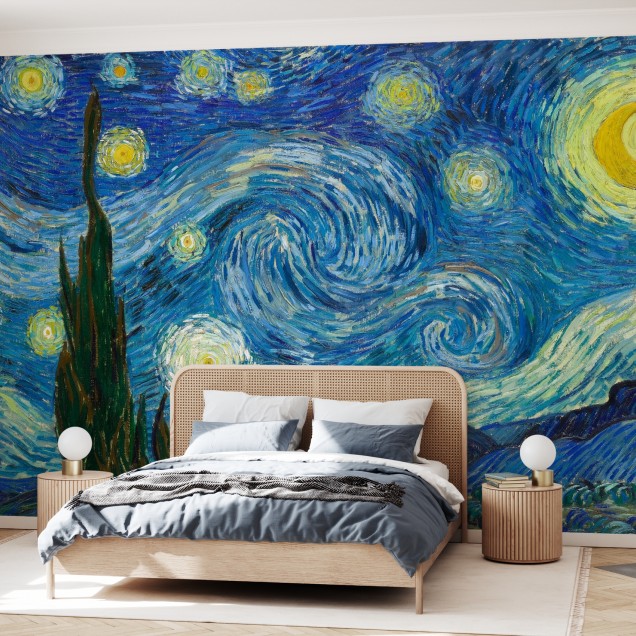 Tapet cu imaginea Nopții Stelate de Vincent Van Gogh