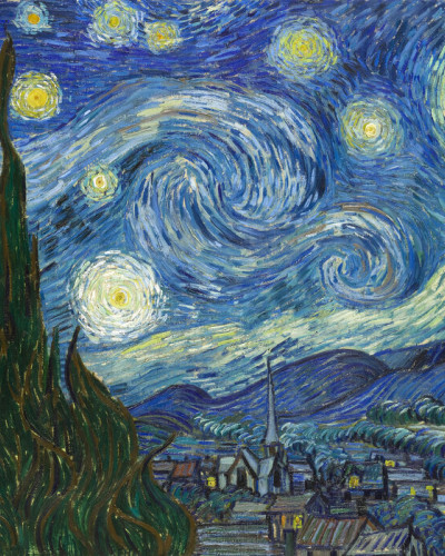 Tapet cu imaginea Nopții Stelate de Vincent Van Gogh