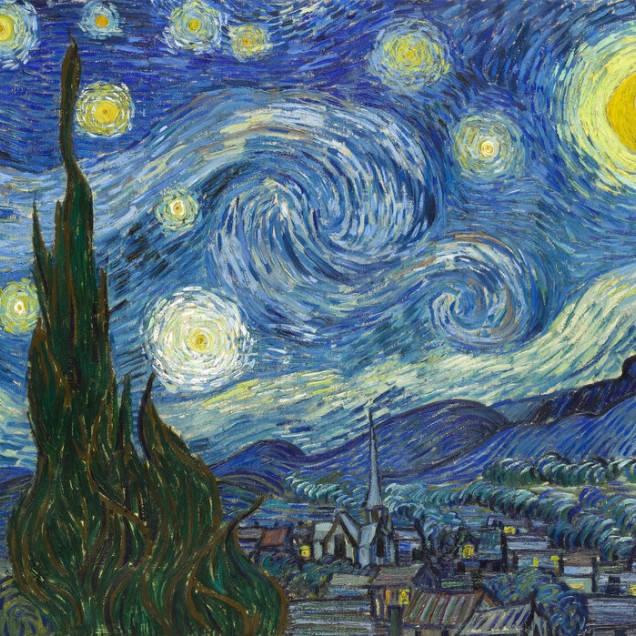 Tapet cu imaginea Nopții Stelate de Vincent Van Gogh