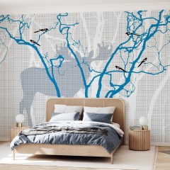 Fototapet Rhubarb, Indigo Blue, personalizat, Photowall