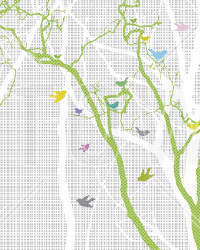 Fototapet Photowall PHW-E20056. Conține culorile: Verde, Verde-Galben, Roz, Roz Deschis, Gri, Telegri 4, Verde, Verde Deschis, Alb, Alb Trafic