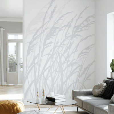 Tapet cu iarbă gri deschis, Grass, Light Grey, în living