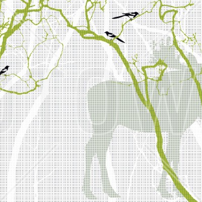 Fototapet Photowall PHW-E20273. Conține culorile: Galben, Galben Sulfuric, Alb, Alb Papirus, Negru, Negru Închis, Verde, Verde-Galben, Verde, Verde Măsliniu