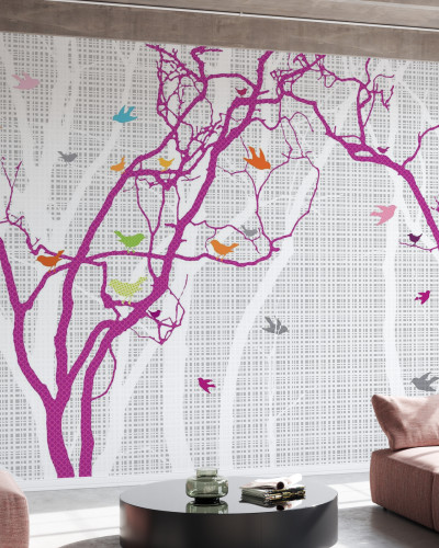 Fototapet Photowall PHW-E20274. Conține culorile: Violet, Mov Trafic, Portocaliu, Portocaliu Semnal, Turcoaz, Turcoaz Pastel, Roz, Roz Deschis, Violet, Violet Erica