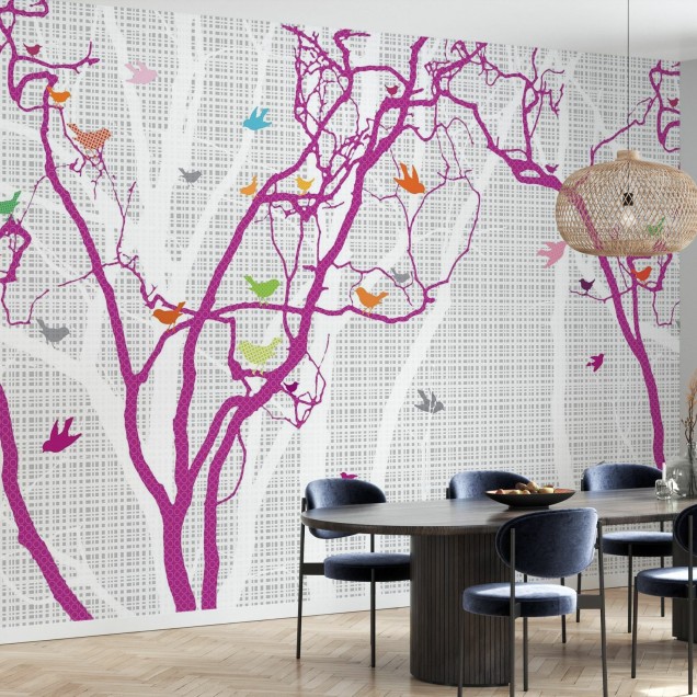 Fototapet Photowall PHW-E20274. Conține culorile: Violet, Mov Trafic, Portocaliu, Portocaliu Semnal, Turcoaz, Turcoaz Pastel, Roz, Roz Deschis, Violet, Violet Erica