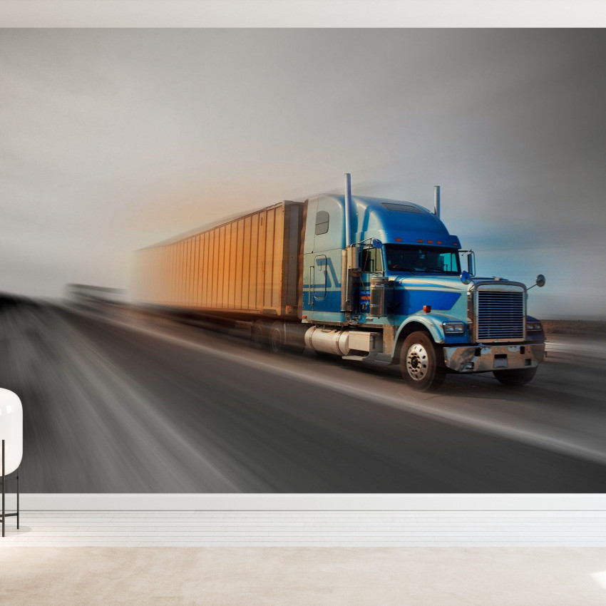 Tapet foto Speeding Truck - Un camion pe un drum cu o viteză blurată