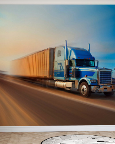 Tapet foto Speeding Truck - Un camion pe un drum cu o viteză blurată