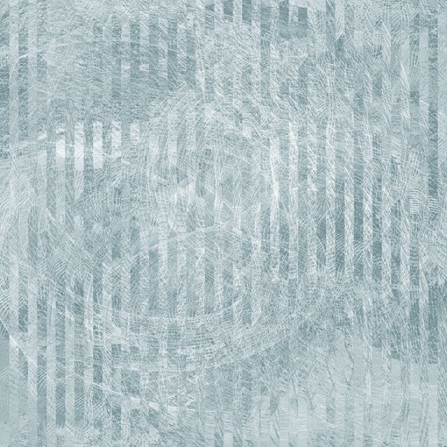 Tapet Specular Reflection, Blue Grey, cu un design abstract alb-negru pe un fundal albastru-gri.