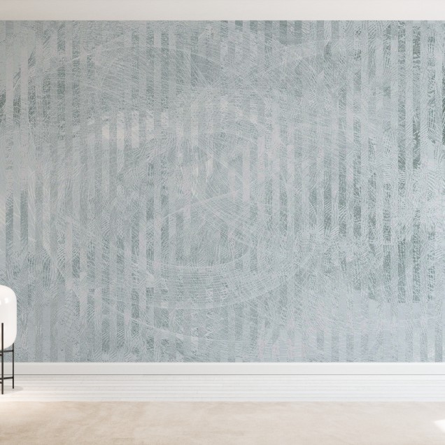 Tapet cu reflexie speculară gri-verde, cu un design modern și elegant, perfect pentru un living sau o cameră de dormit