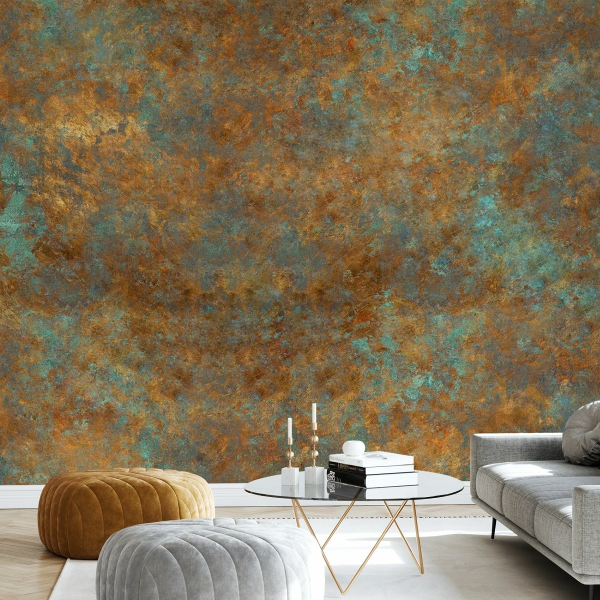 Fototapet Photowall PHW-e20989. Conține culorile: Galben, Auriu Perlă, Galben, Galben Ocru, Gri, Gri Ciment, Roșu, Roșu Oxidat, Verde, Verde Pastel