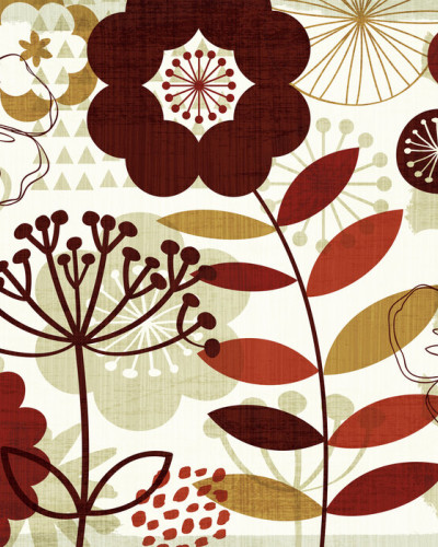 Tapet floral modern cu flori rosii si aurii
