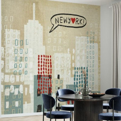 Tapet modern cu design urban, cu clădirile New Yorkului.