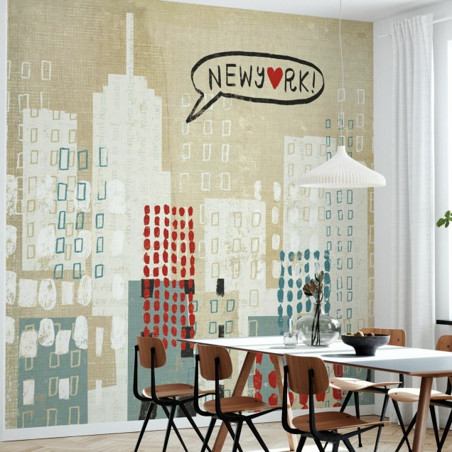 Tapet modern cu design urban, cu clădirile New Yorkului.