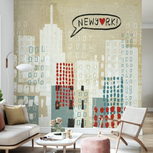 Tapet modern cu design urban, cu clădirile New Yorkului.
