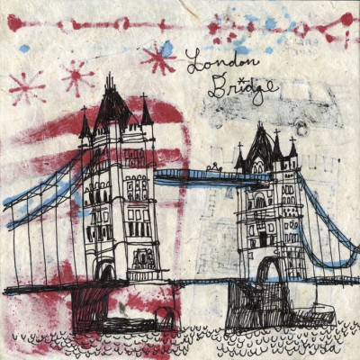 Tapet cu design artistic modern, perfect pentru dormitor. Imagine cu un tapet ce prezintă Tower Bridge din Londra.