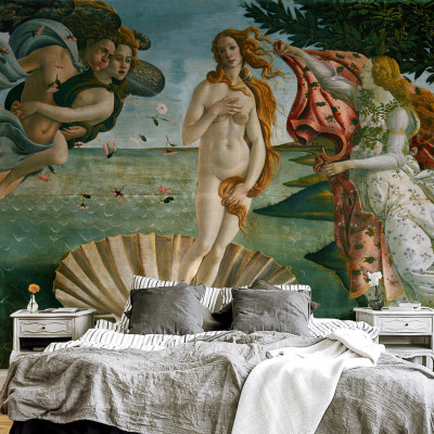 Birth of Venus by Sandro Botticelli wall mural in bedroom setting