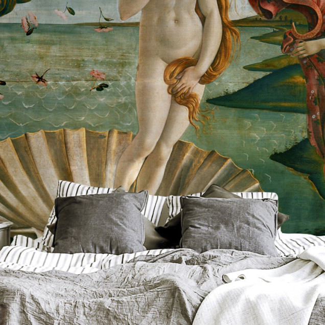 Birth of Venus by Sandro Botticelli wall mural in bedroom setting