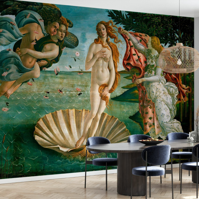 Birth of Venus by Sandro Botticelli wall mural in bedroom setting